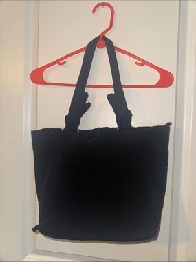 Vera Bradley Quilted Cotton Large Black Tote Shoulder Bag Used